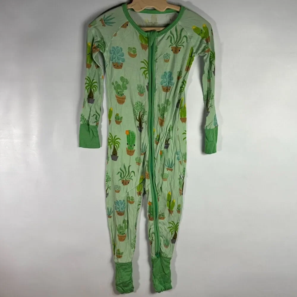 Little Sleepies Toddler 2T Succulent Bamboo Zippy Pajamas Neutral Lounge Comfy
